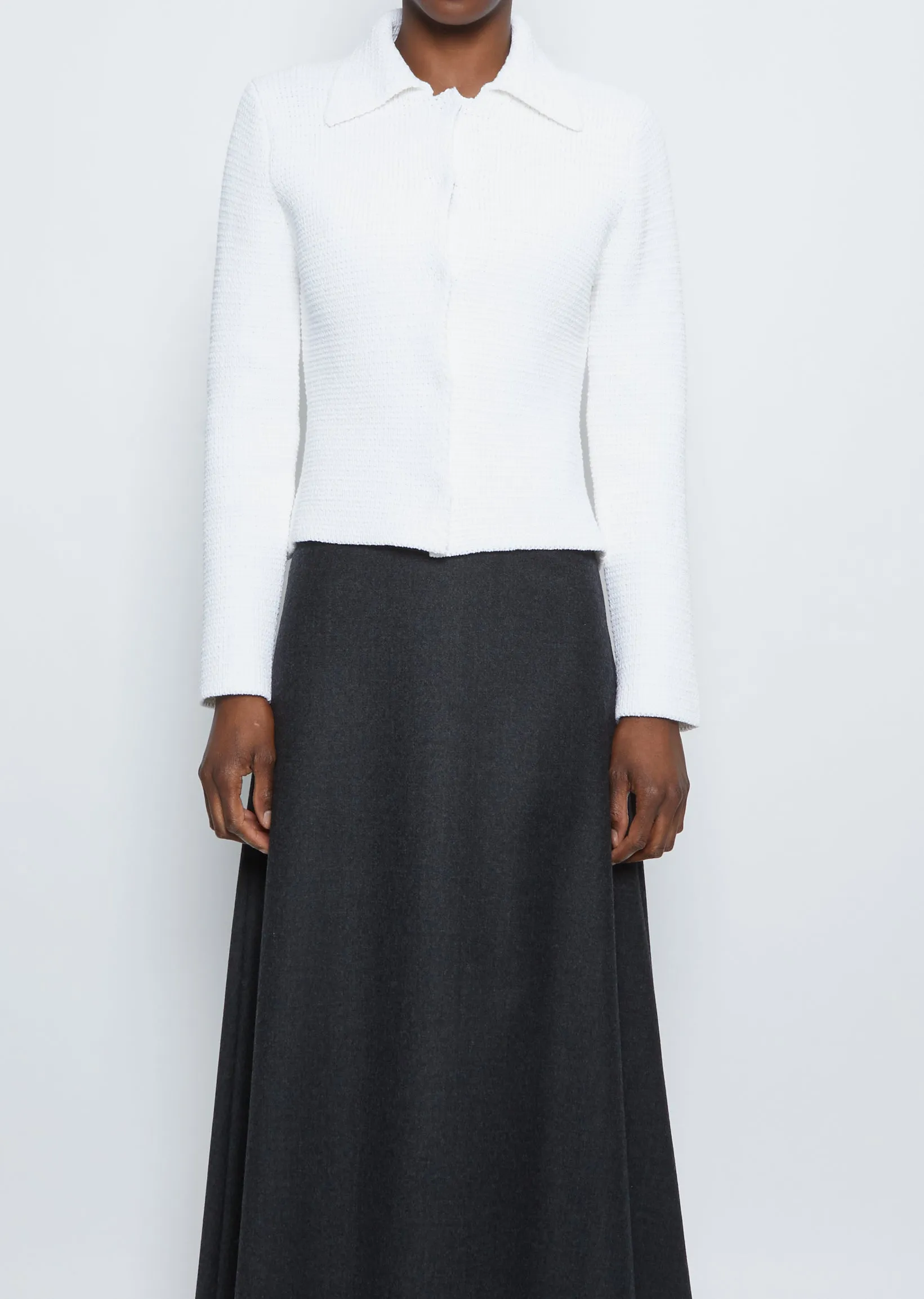 Collared Cardigan — White