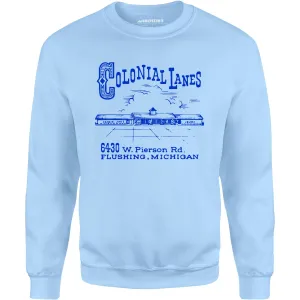 Colonial Lanes - Flushing, MI - Vintage Bowling Alley - Unisex Sweatshirt