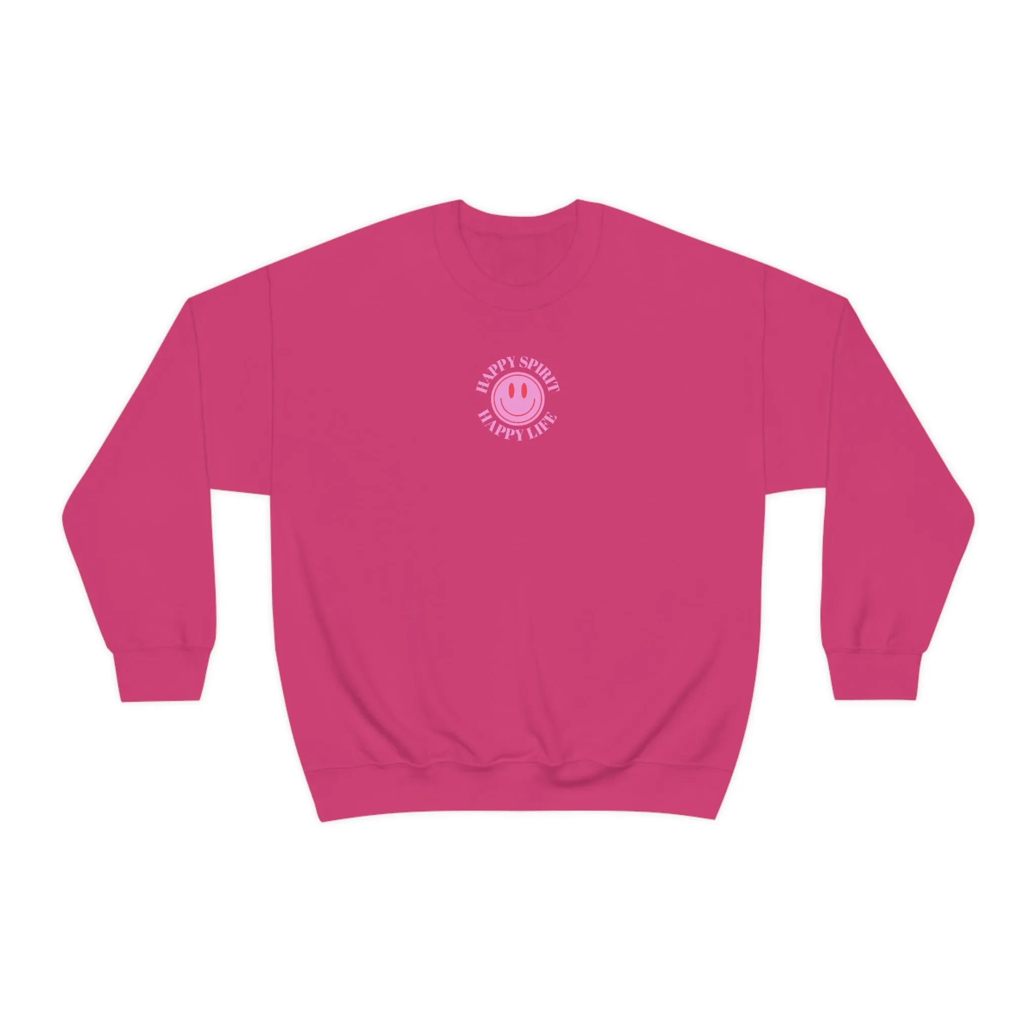 Copy of Happy Spirit Happy Life Sweatshirt, Gildan VSCO Girl Crewneck, Oversized Tumblr Front Back Print Smile Happy Mind Trendy Loungewear