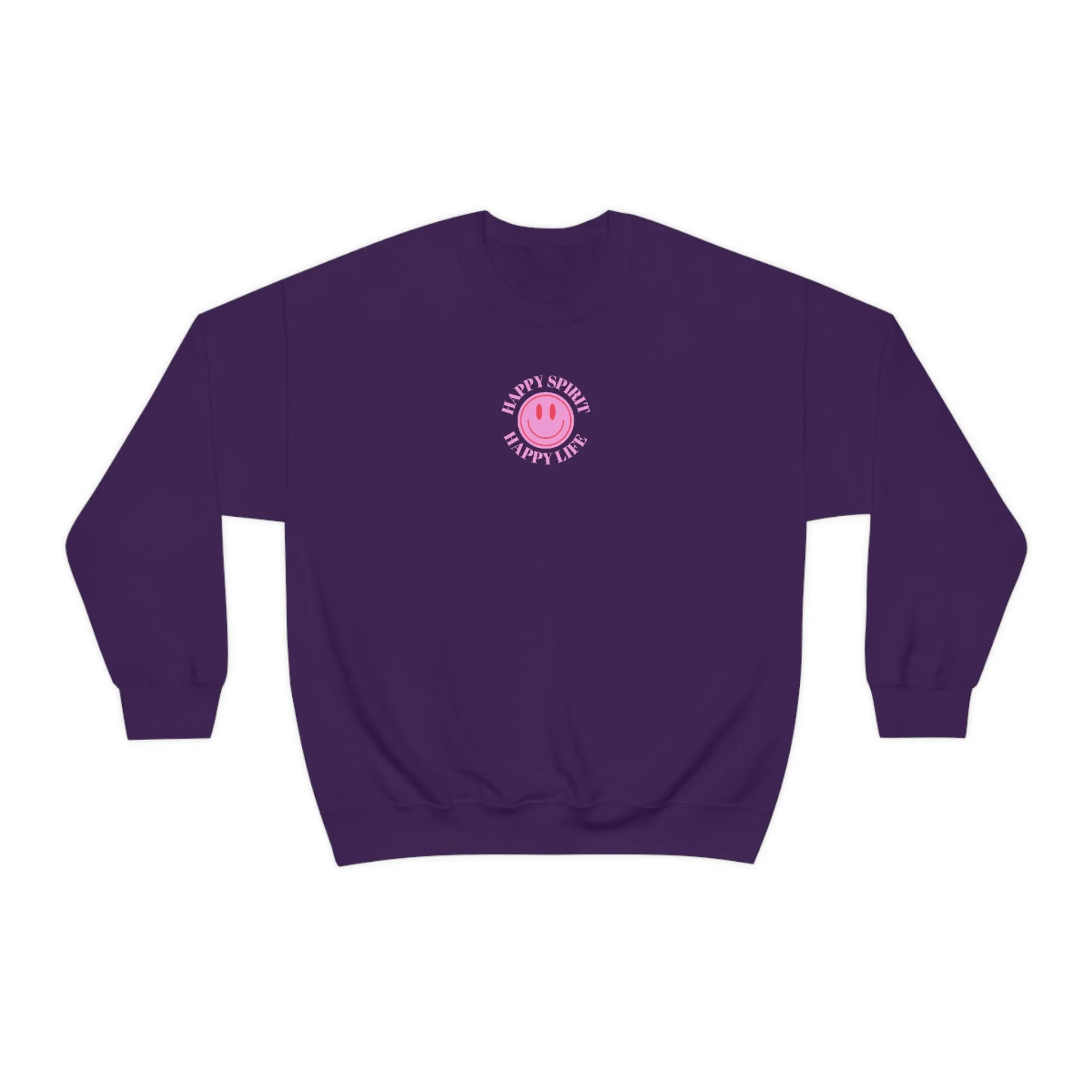 Copy of Happy Spirit Happy Life Sweatshirt, Gildan VSCO Girl Crewneck, Oversized Tumblr Front Back Print Smile Happy Mind Trendy Loungewear