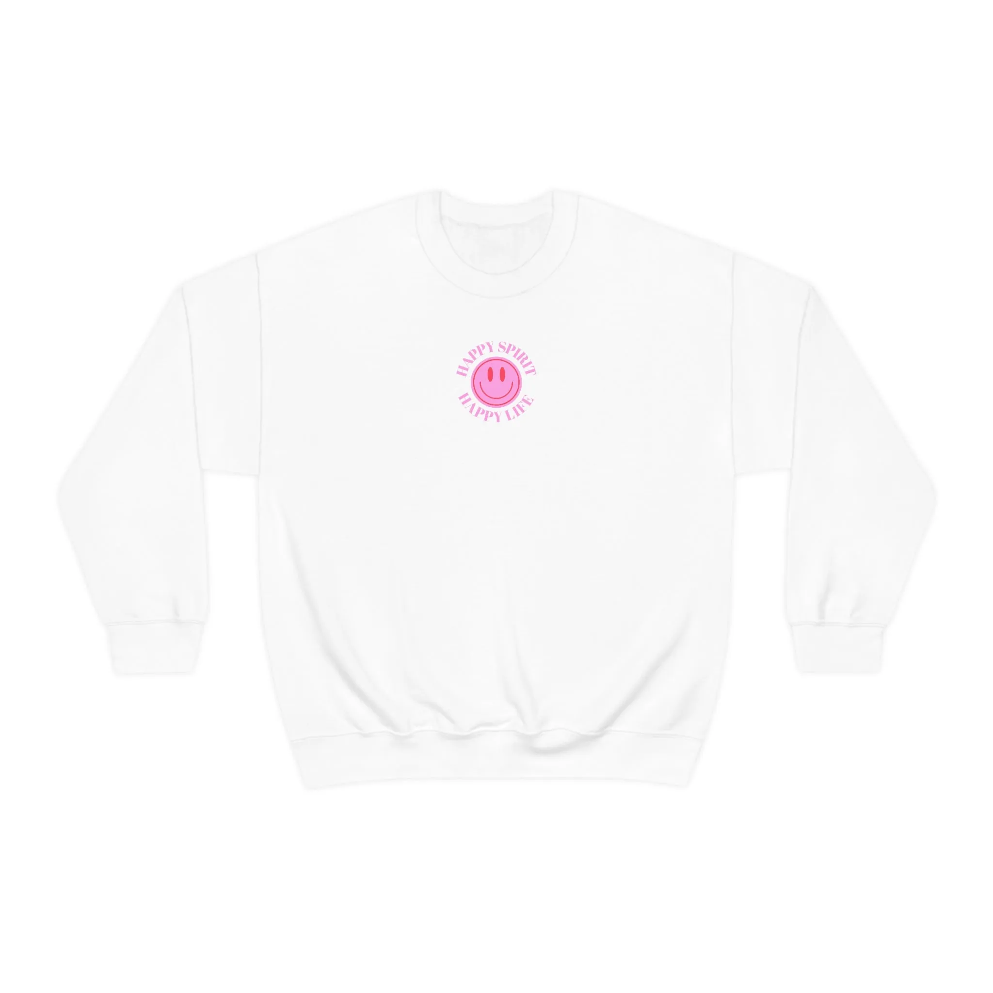 Copy of Happy Spirit Happy Life Sweatshirt, Gildan VSCO Girl Crewneck, Oversized Tumblr Front Back Print Smile Happy Mind Trendy Loungewear