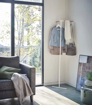 Corner Leaning Coat Hanger (63" H)  - Steel   Wood from Yamazaki Home