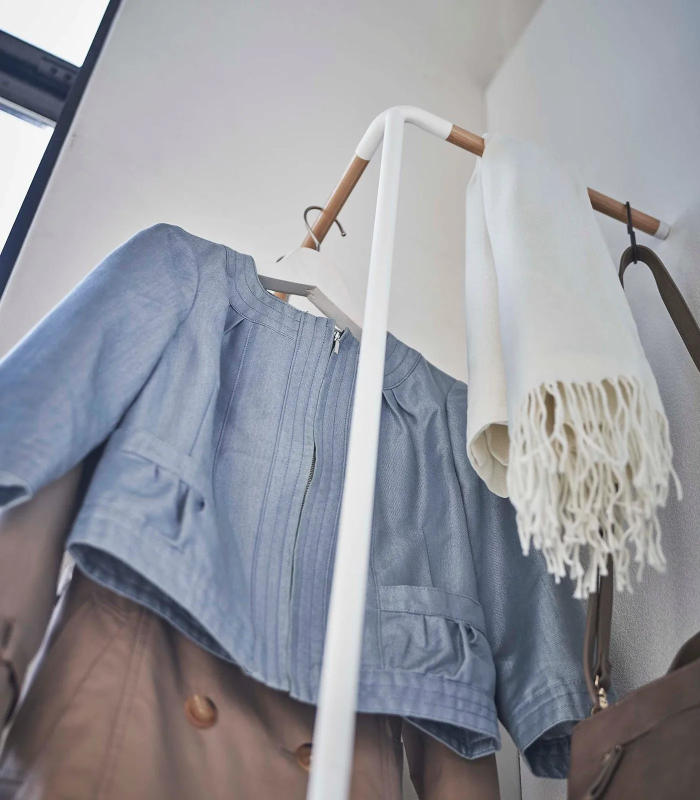 Corner Leaning Coat Hanger (63" H)  - Steel   Wood from Yamazaki Home