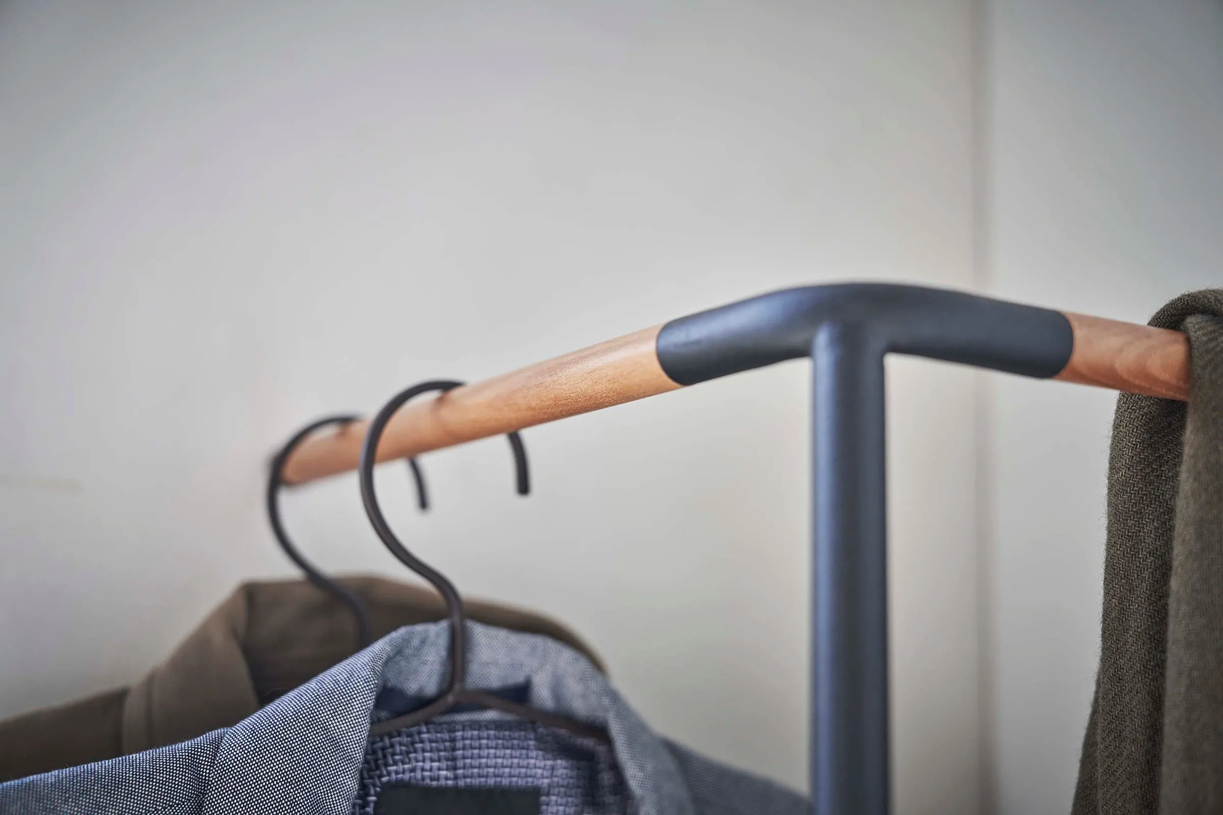 Corner Leaning Coat Hanger (63" H)  - Steel   Wood from Yamazaki Home