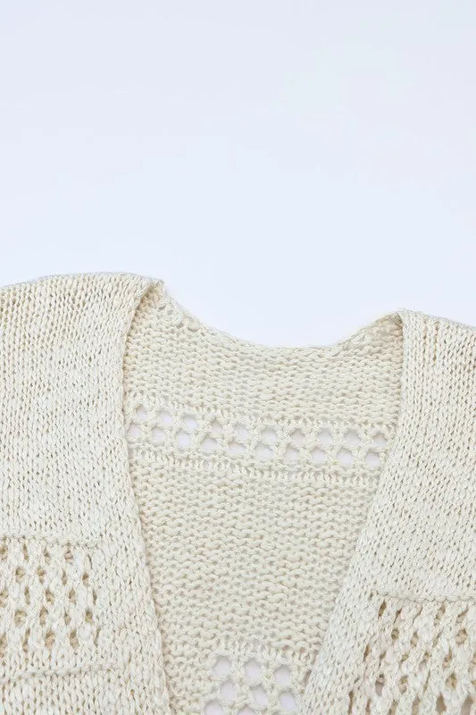 Crochet Dolman Knit Sleeve Cardigan