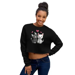 Crop Sweatshirt Womens (Cute Dogs With Heart - Dogs Love Hearts 0028)