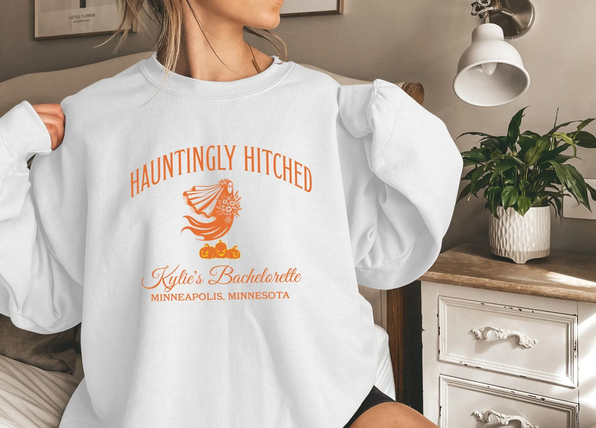 Custom Halloween Bachelorette Sweatshirt, Personalized Spooky Ghost Bachelorette Shirts, Fall Winter Wedding Gift, Bridesmaids Proposal Gift