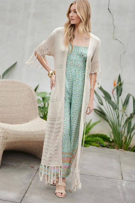Davi & Dani Boho Long Cardigan With Fringe