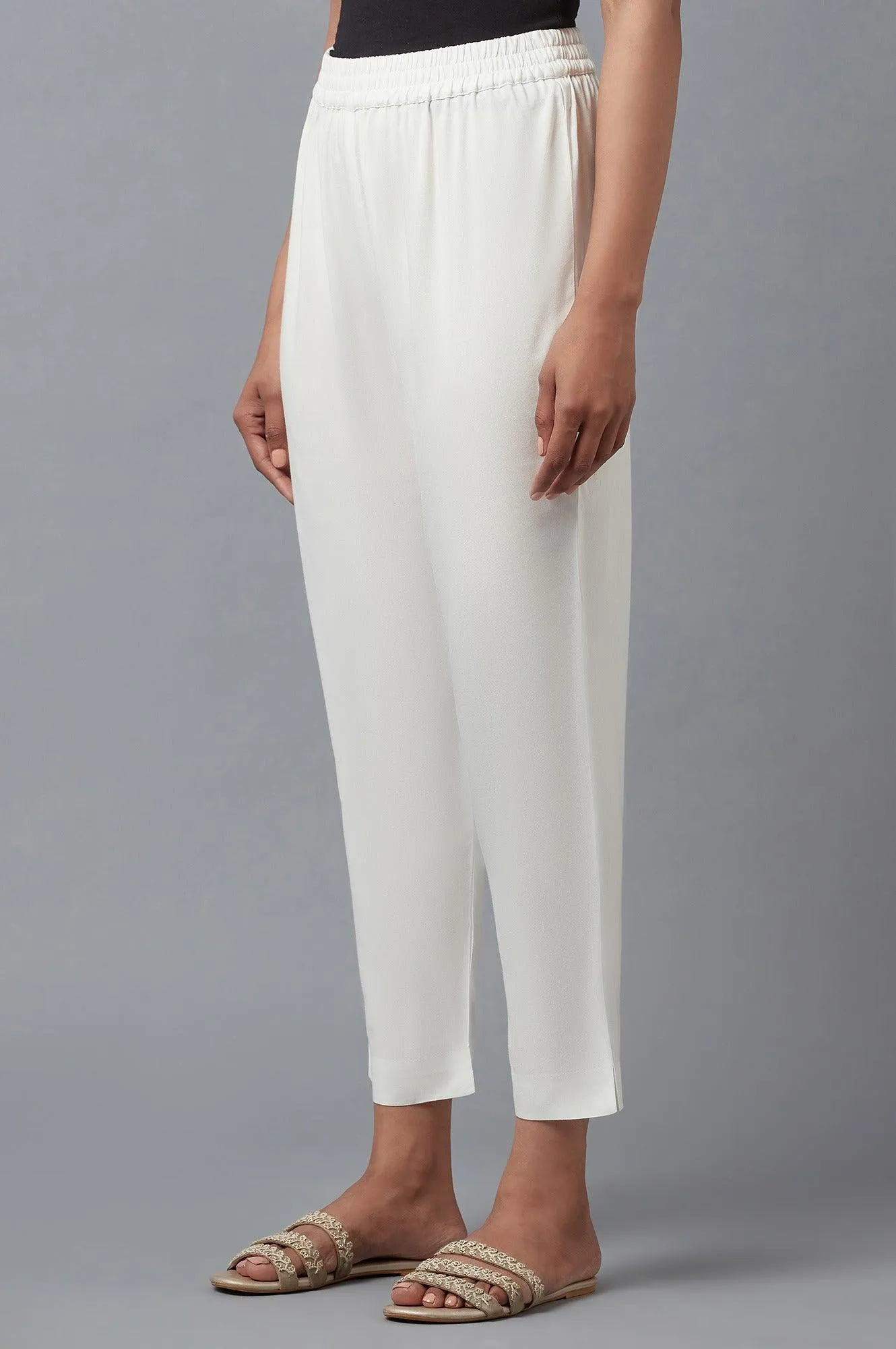 Ecru Straight Silhouette Slim Pants