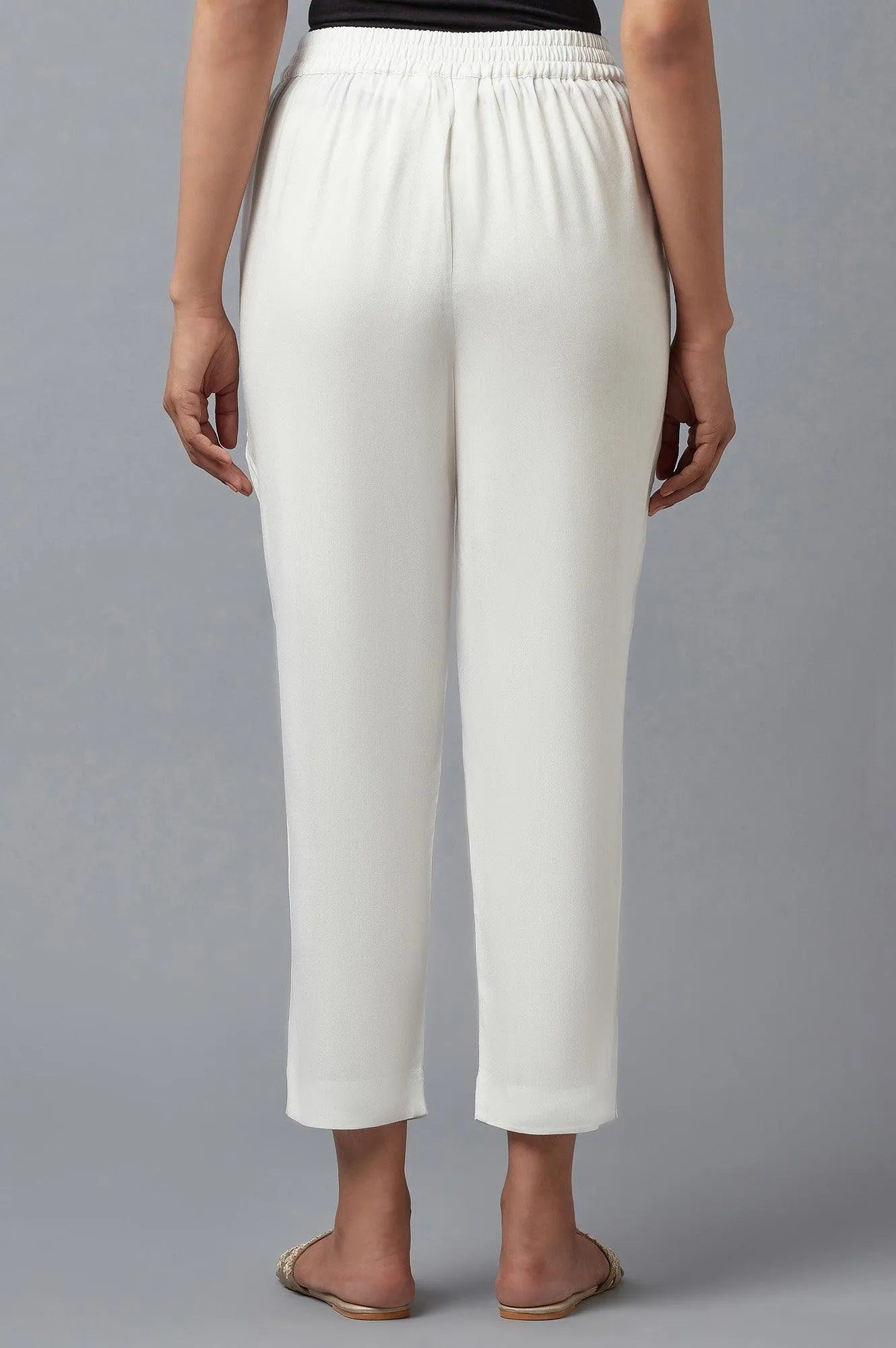 Ecru Straight Silhouette Slim Pants