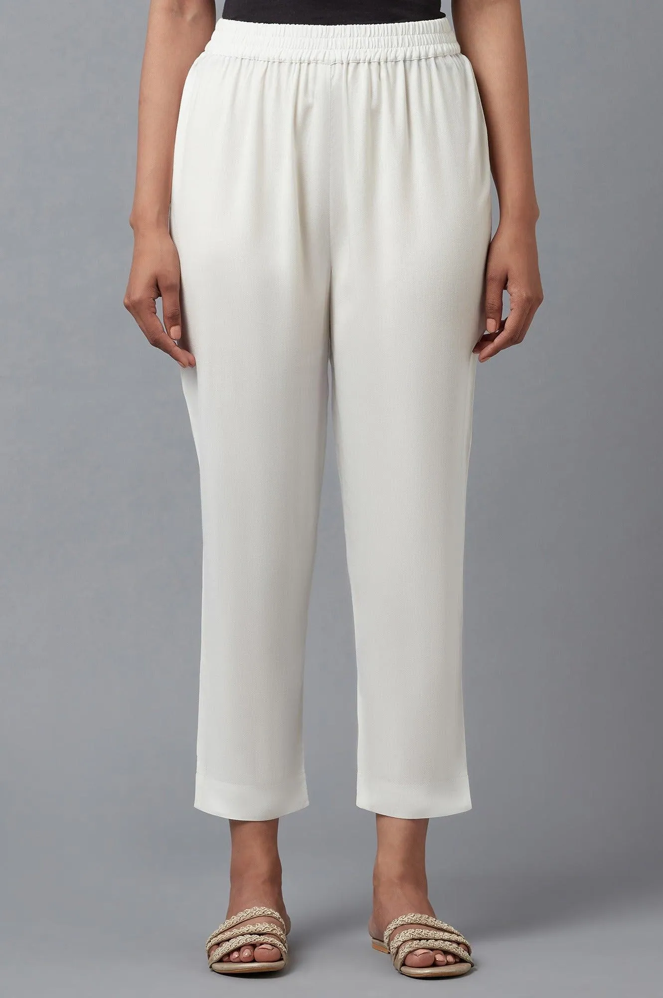 Ecru Straight Silhouette Slim Pants