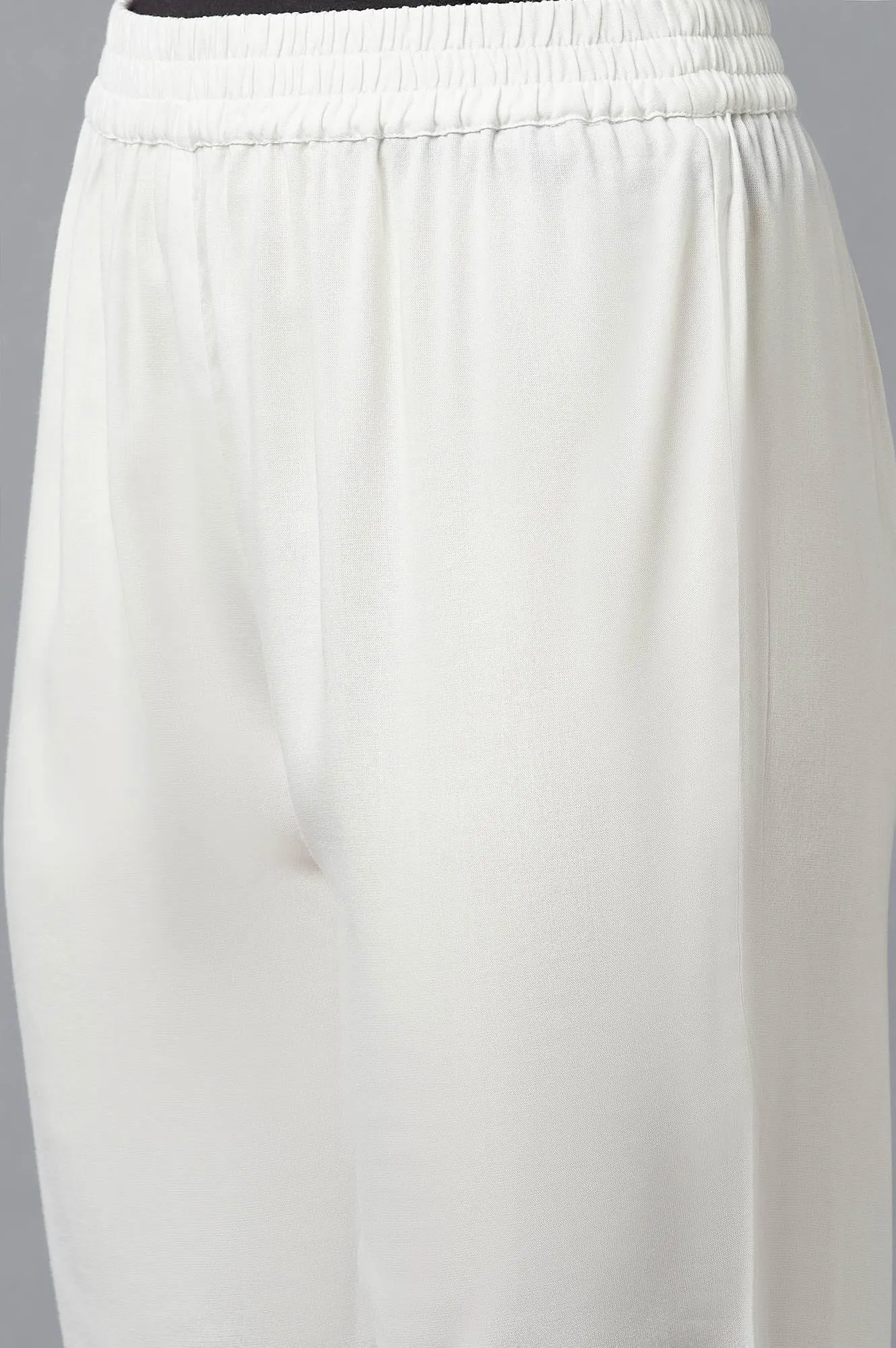 Ecru Straight Silhouette Slim Pants