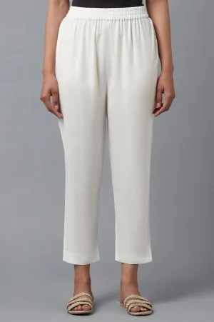Ecru Straight Silhouette Slim Pants
