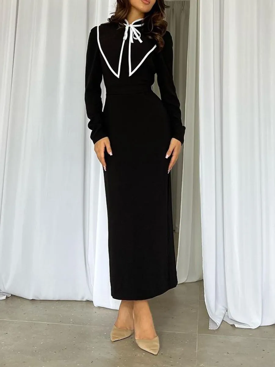 Elegant Lapel Maxi Dress