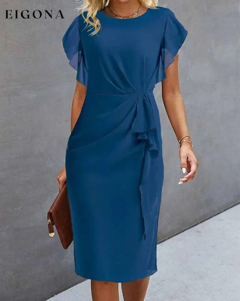 Elegant Ruffled Knee Length Dress
