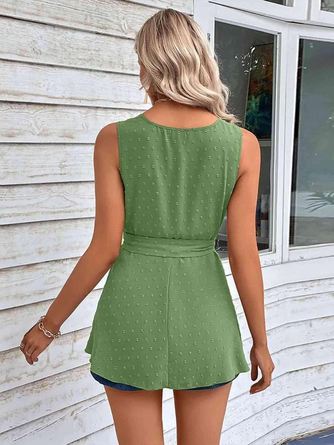 Feel The Moment Tie Waist Sleeveless Tunic Blouse