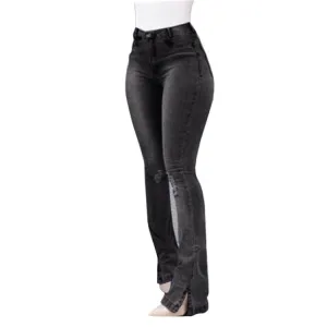 Flare High Waist Ripped Jeans Pocket Pants