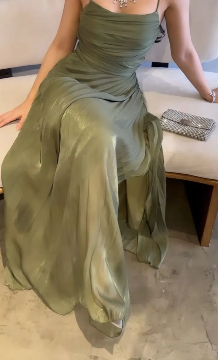Green A Line Long Prom Dresses Formal Occasion Dress