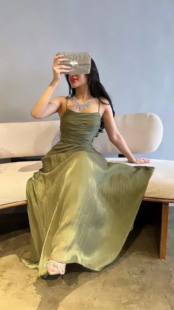 Green A Line Long Prom Dresses Formal Occasion Dress