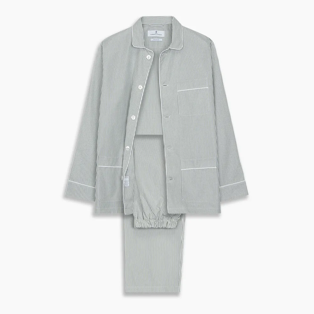 Green Bengal Stripe Modern Fit Cotton Pyjama Set