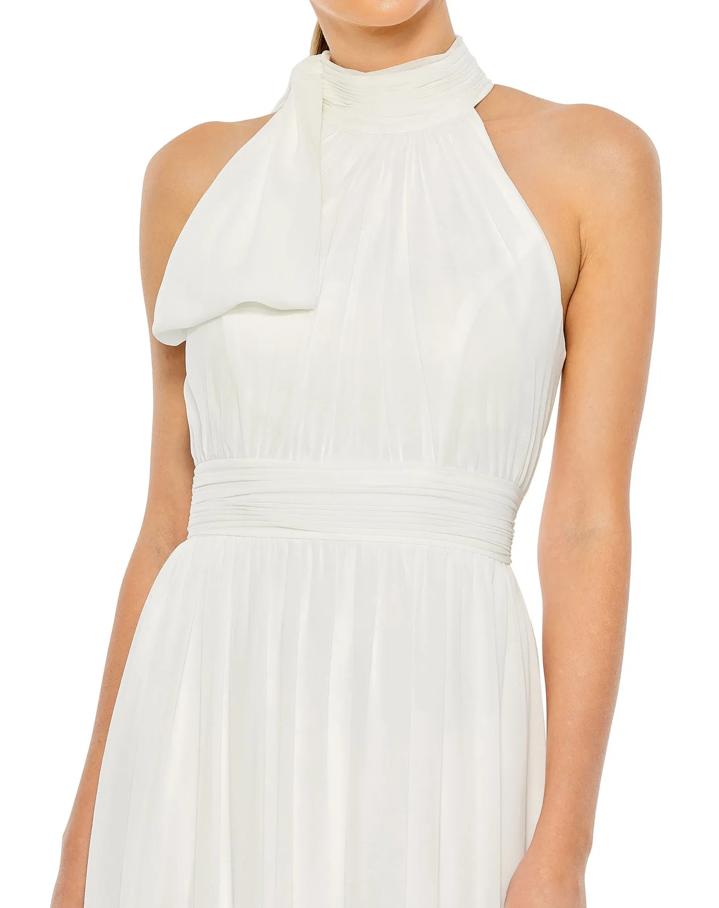High neck chiffon evening gown - Blush