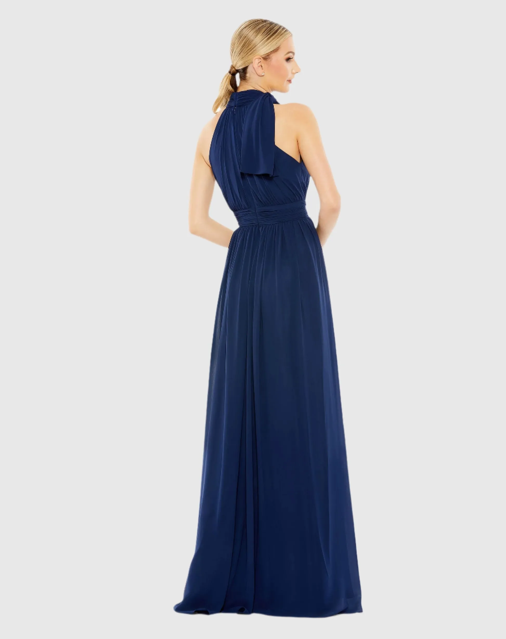 High neck chiffon evening gown - Blush