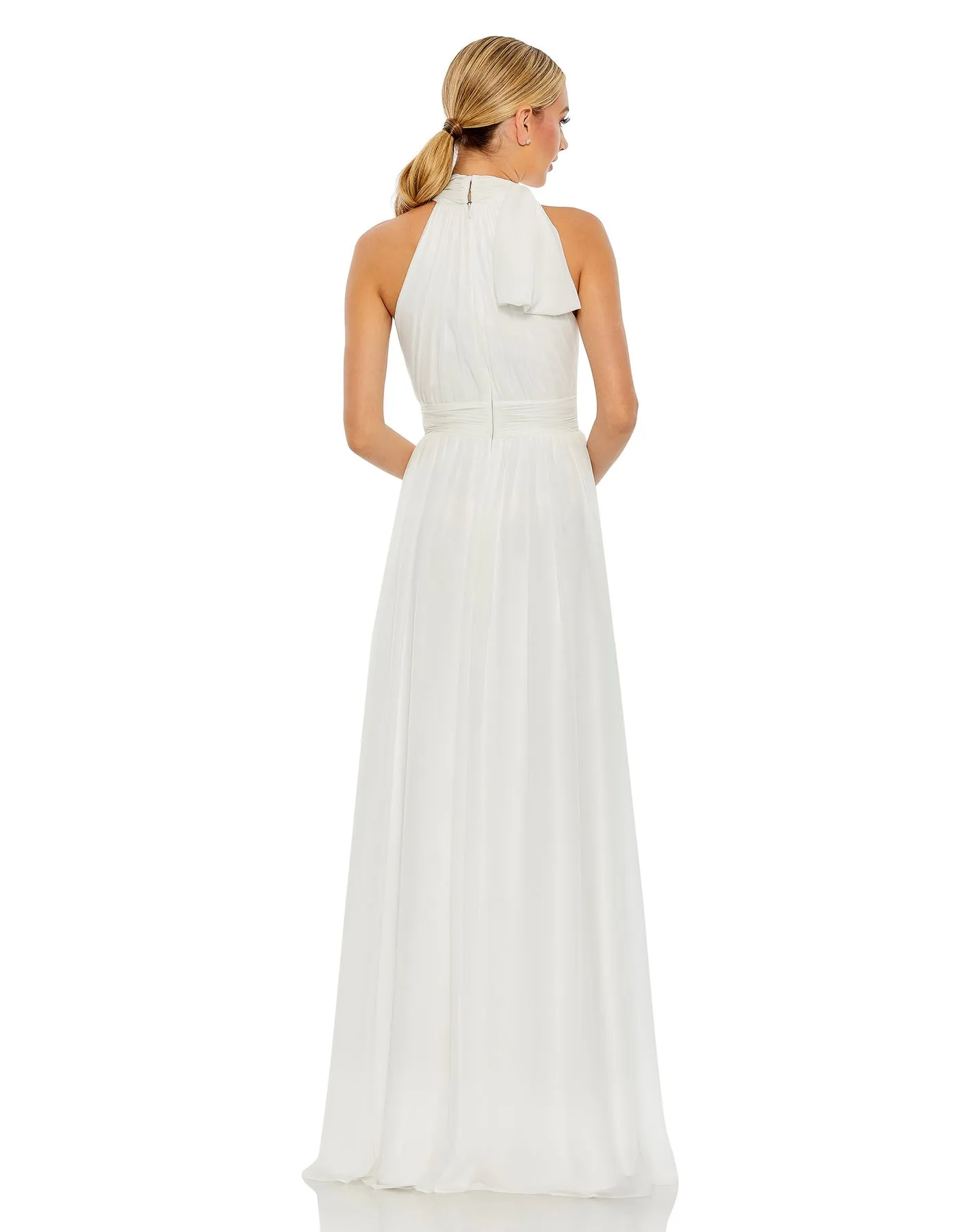 High neck chiffon evening gown - Blush