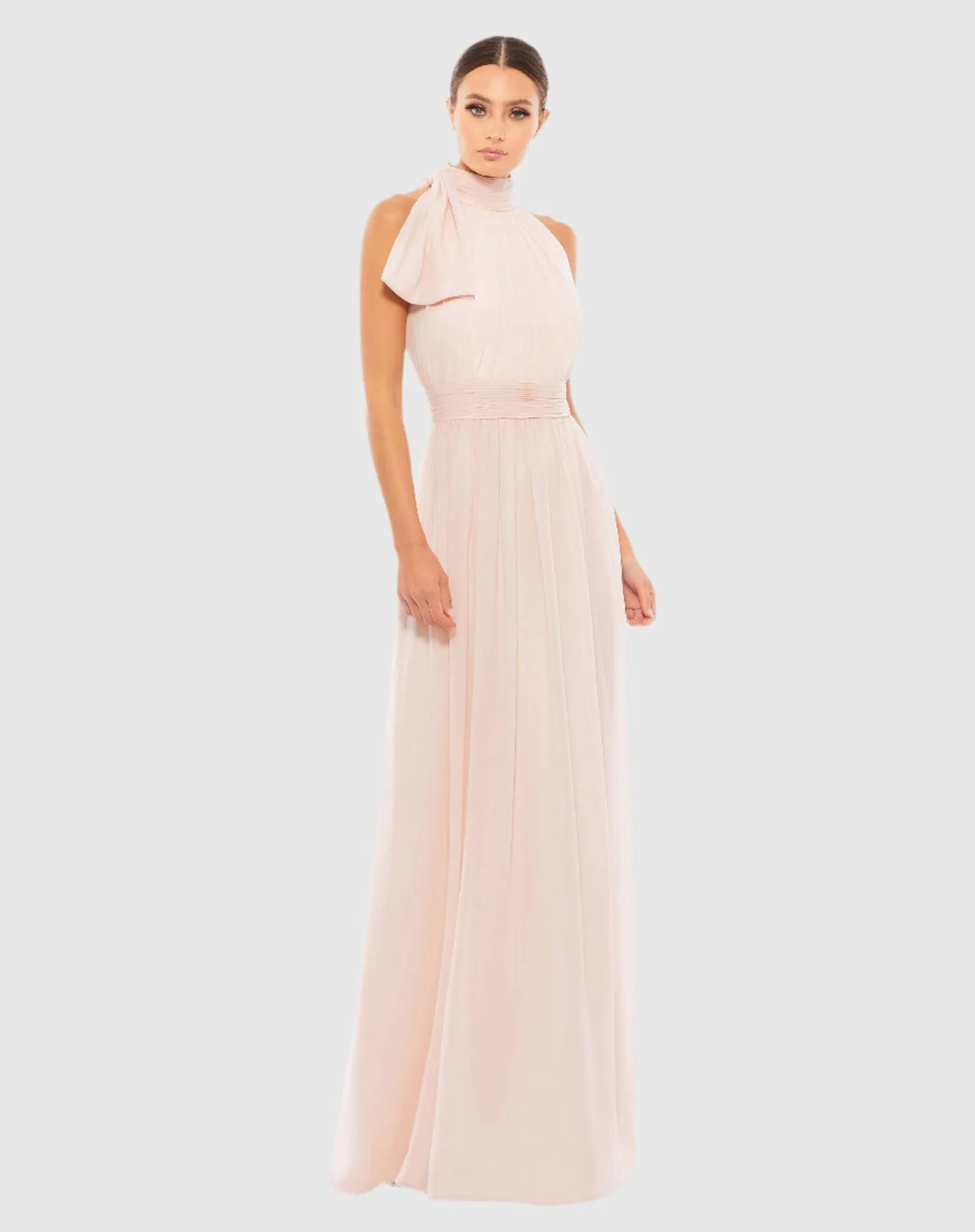 High neck chiffon evening gown - Blush