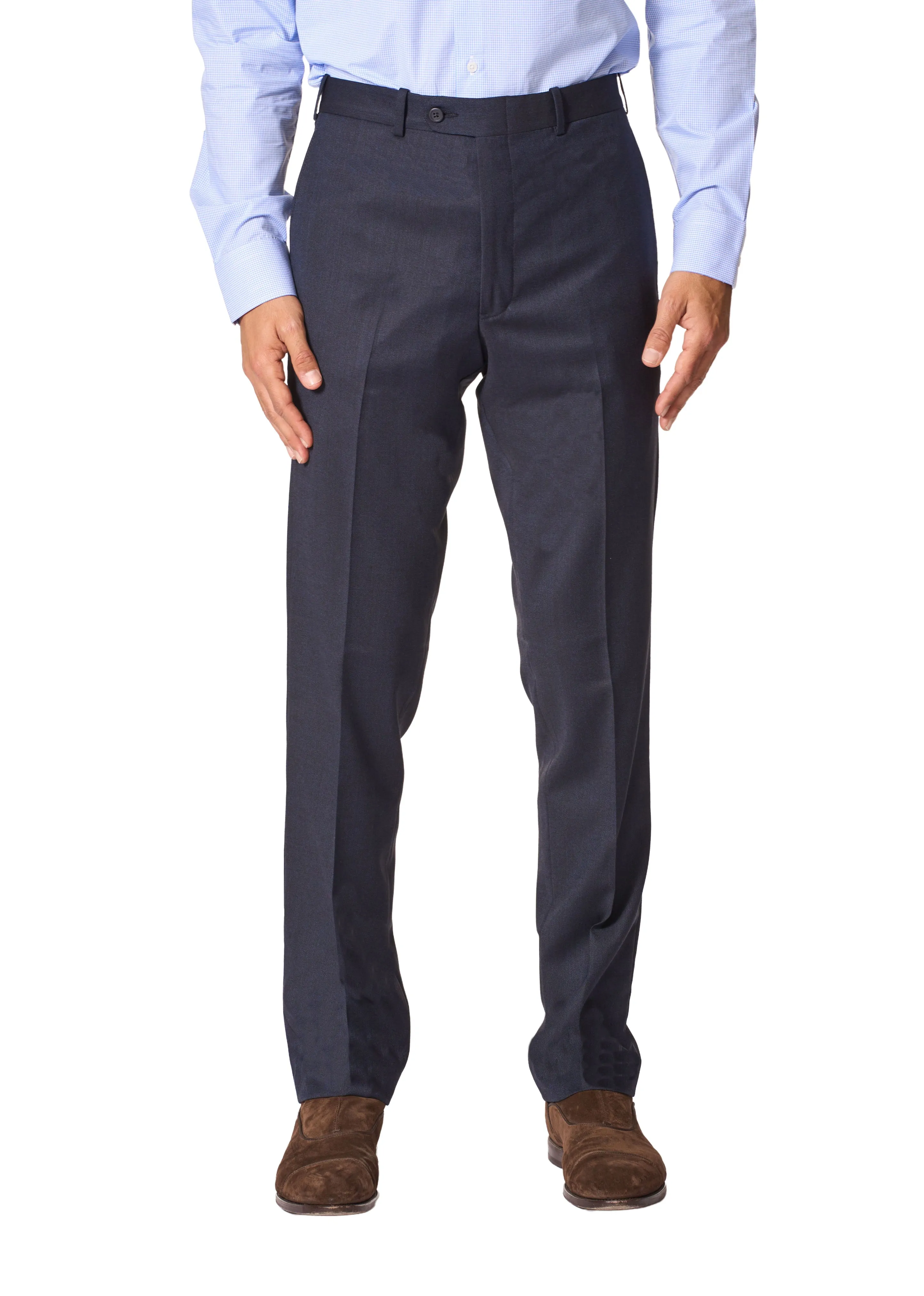 JB Britches Torino Model Wool-Stretch Twill Trousers - Navy
