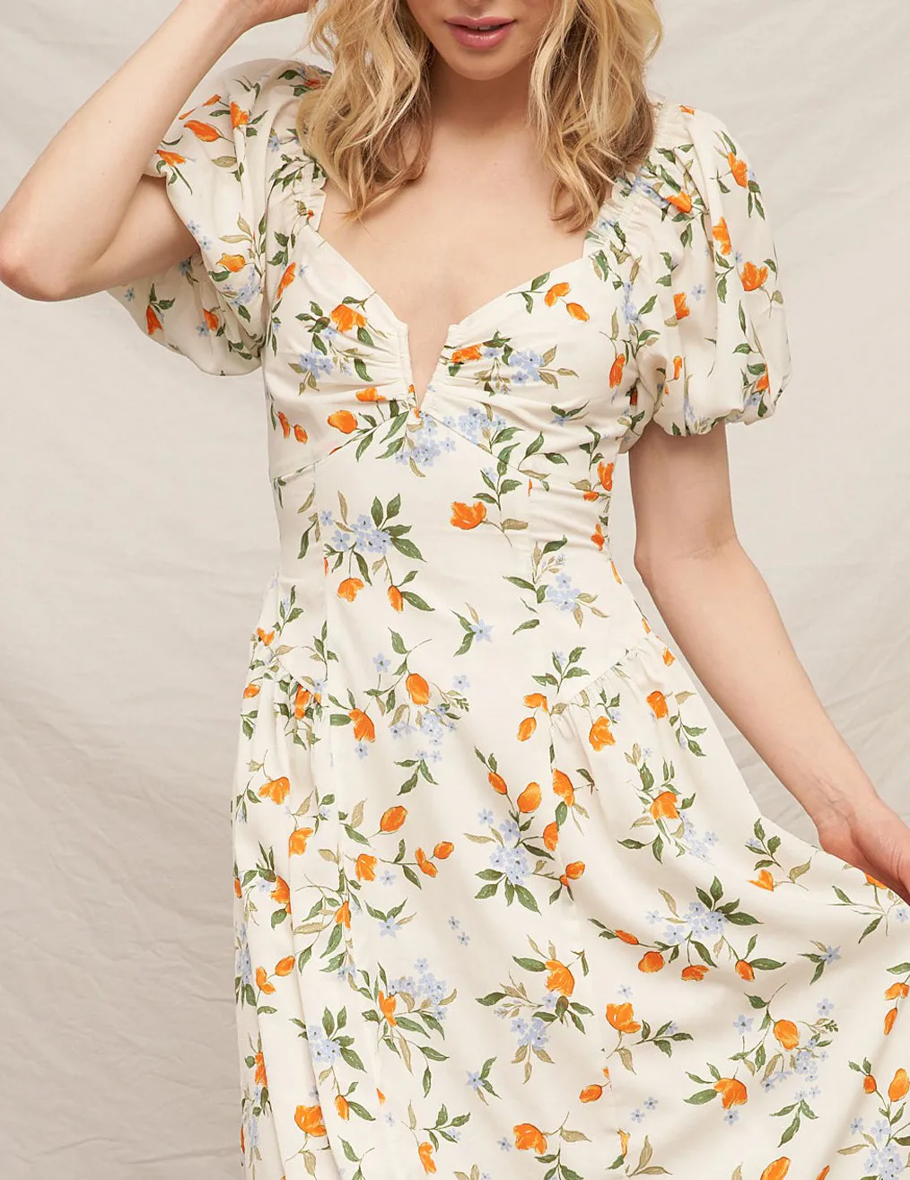 Joanna Ivory Floral Midi Dress