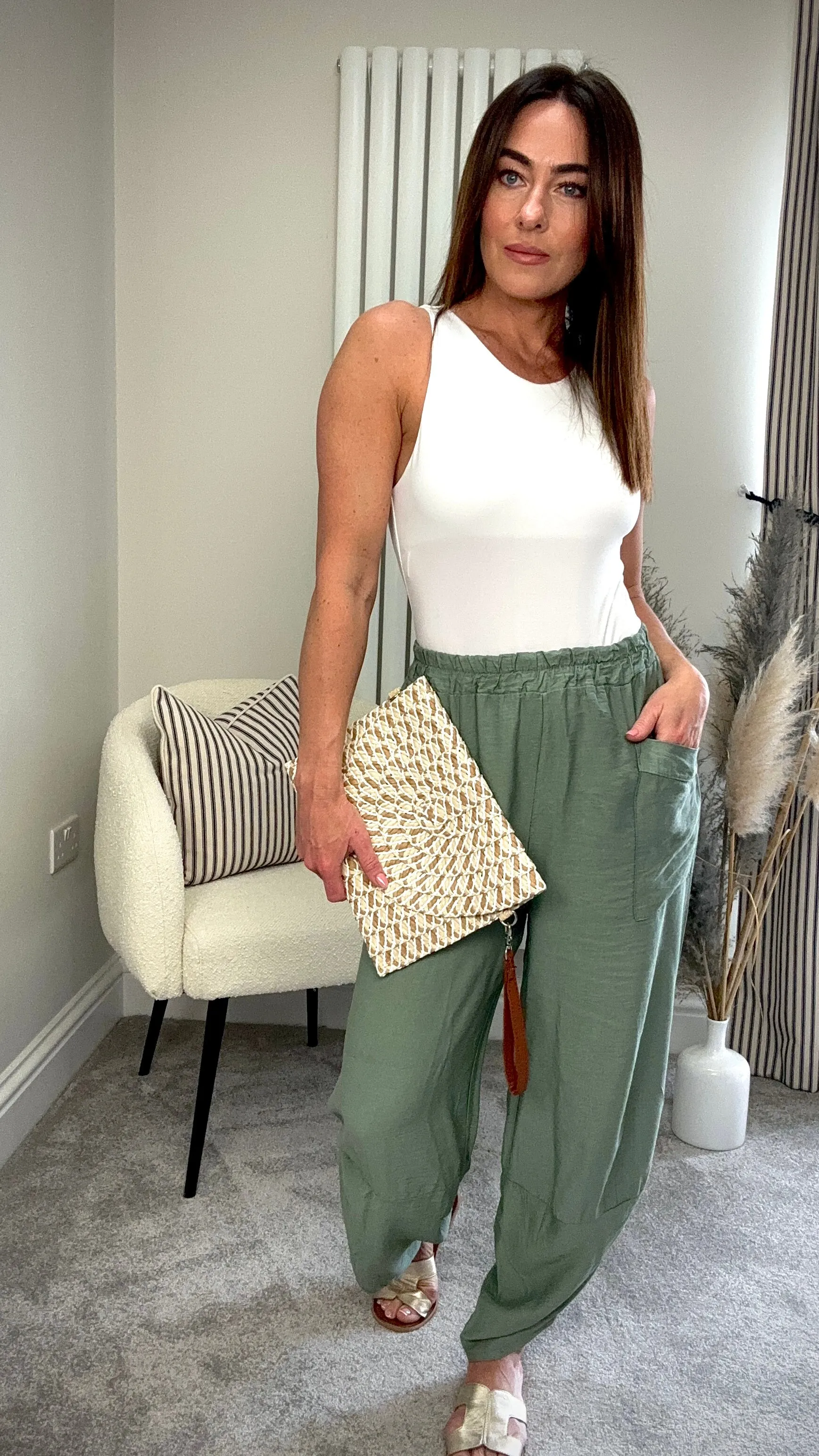 KHAKI TAPERED TROUSERS