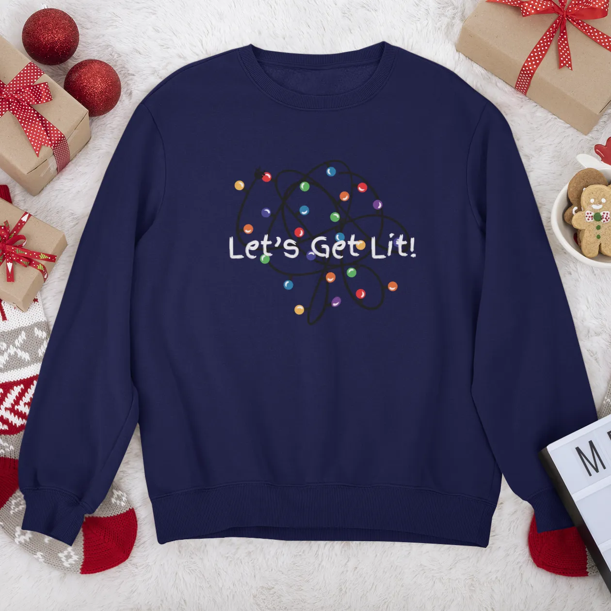 Let's Get Lit Sweatshirt, Cute Christmas Hoodie, Lets Get Lit Matching Family Hoodie, Christmas Hoodie, Christmas Gift, Ugly Sweatshirts