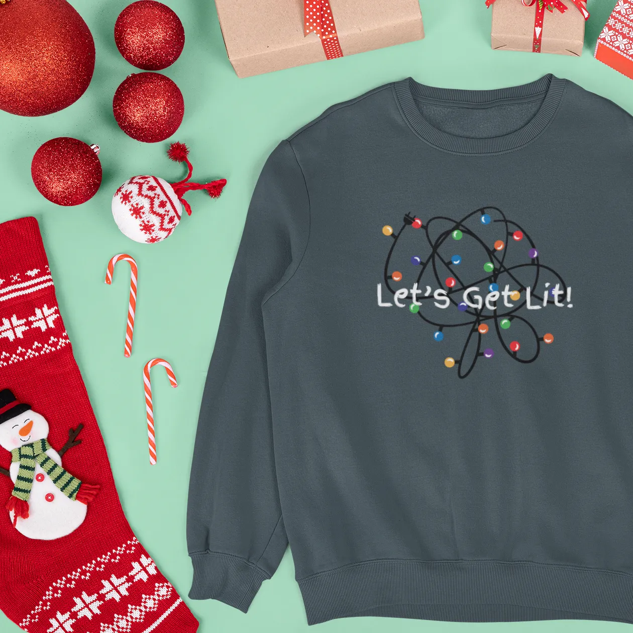 Let's Get Lit Sweatshirt, Cute Christmas Hoodie, Lets Get Lit Matching Family Hoodie, Christmas Hoodie, Christmas Gift, Ugly Sweatshirts