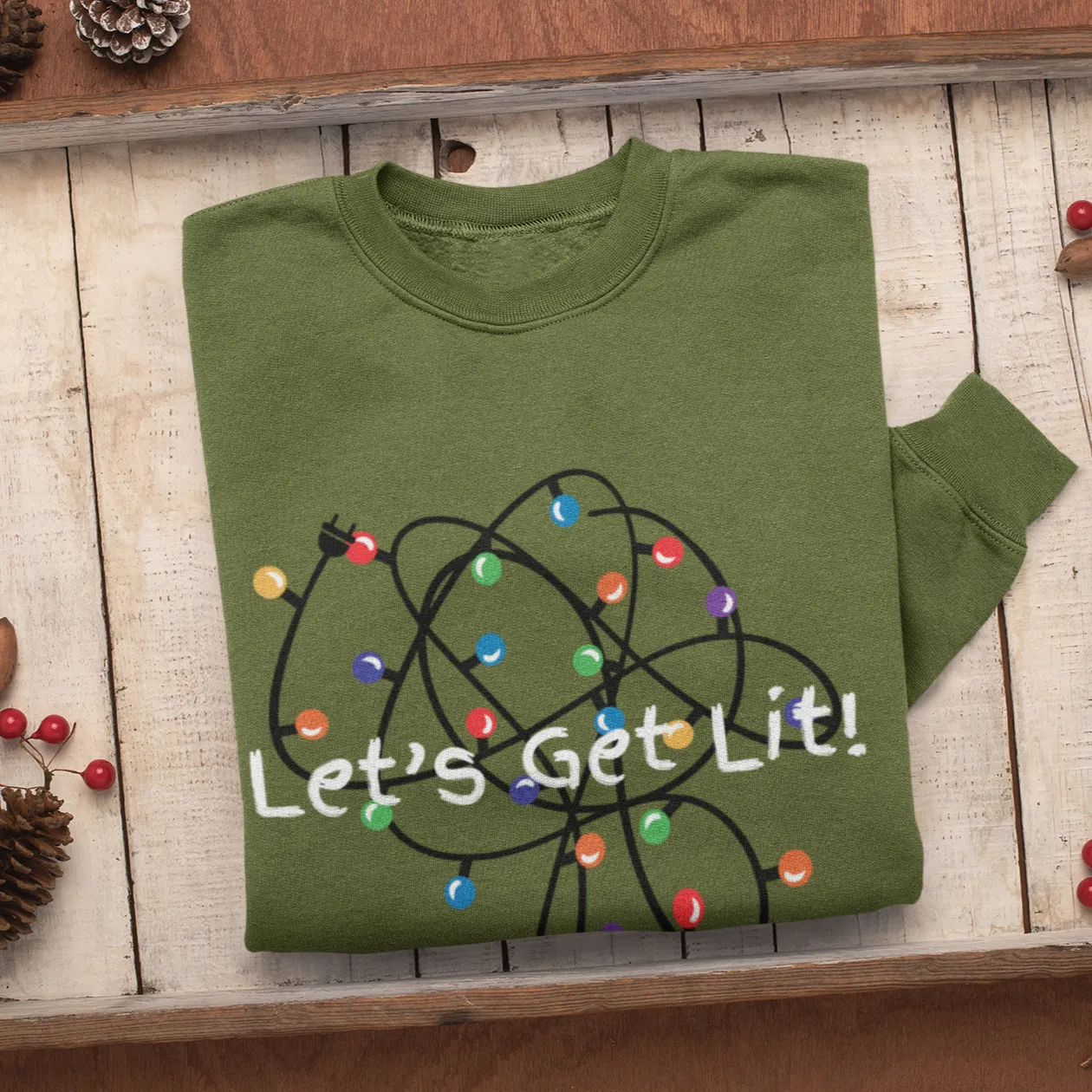 Let's Get Lit Sweatshirt, Cute Christmas Hoodie, Lets Get Lit Matching Family Hoodie, Christmas Hoodie, Christmas Gift, Ugly Sweatshirts