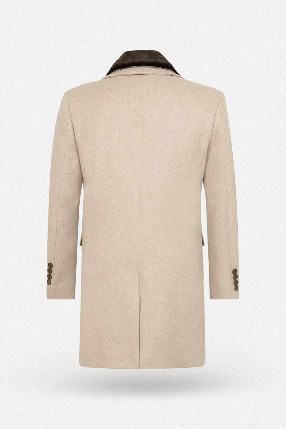 Light Beige Felt Coat with removable Fur piece