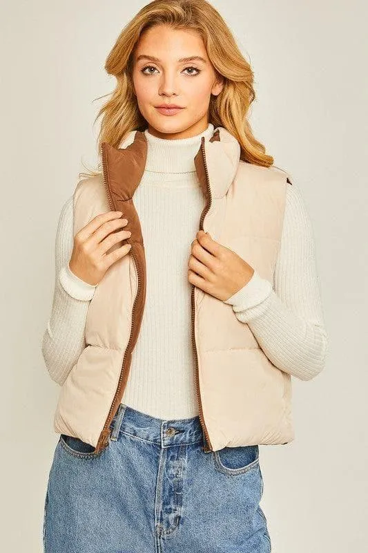LOVE TREE Woven Solid Reversible Vest