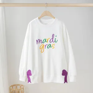 Mardi Gras Sweatshirt w/ Side Bow