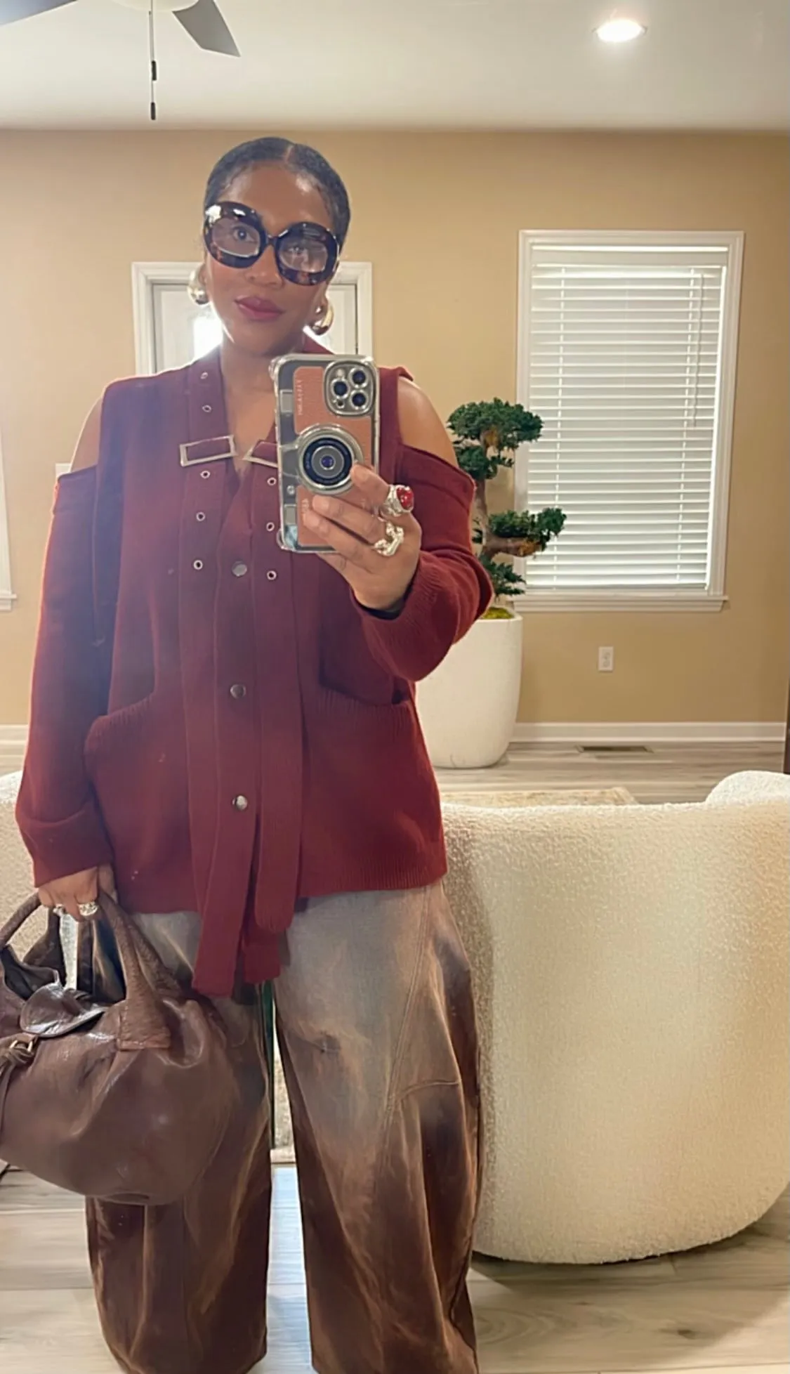 Maroon Cold Shoulder Sweater