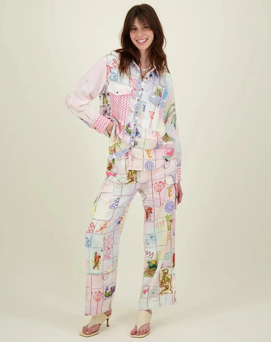 Me369 Ella Heritage Print Linen Utility Shirt