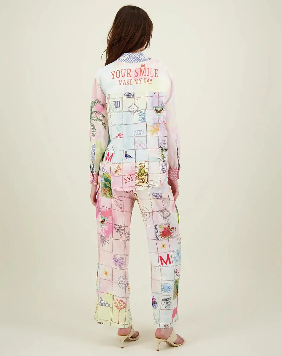 Me369 Ella Heritage Print Linen Utility Shirt