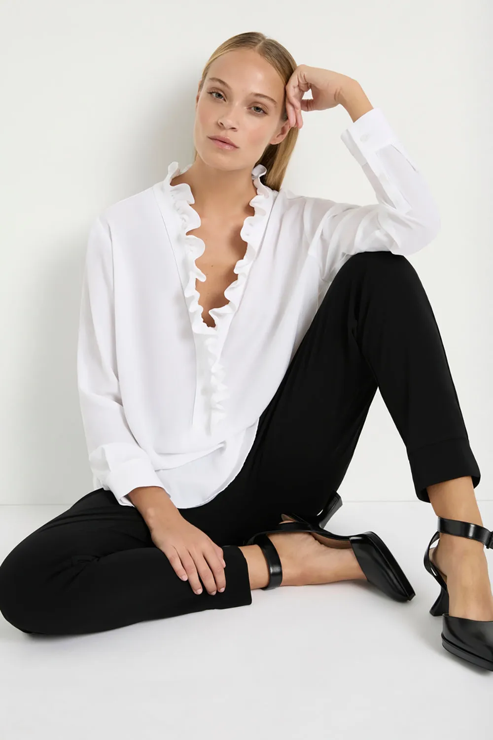 Mela Purdie Frill Neck Blouse F67 8497