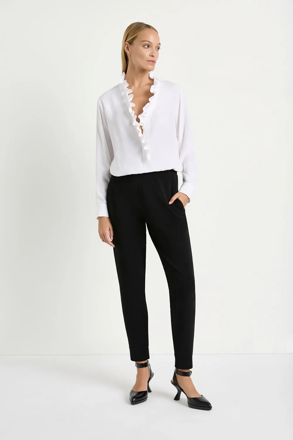 Mela Purdie Frill Neck Blouse F67 8497