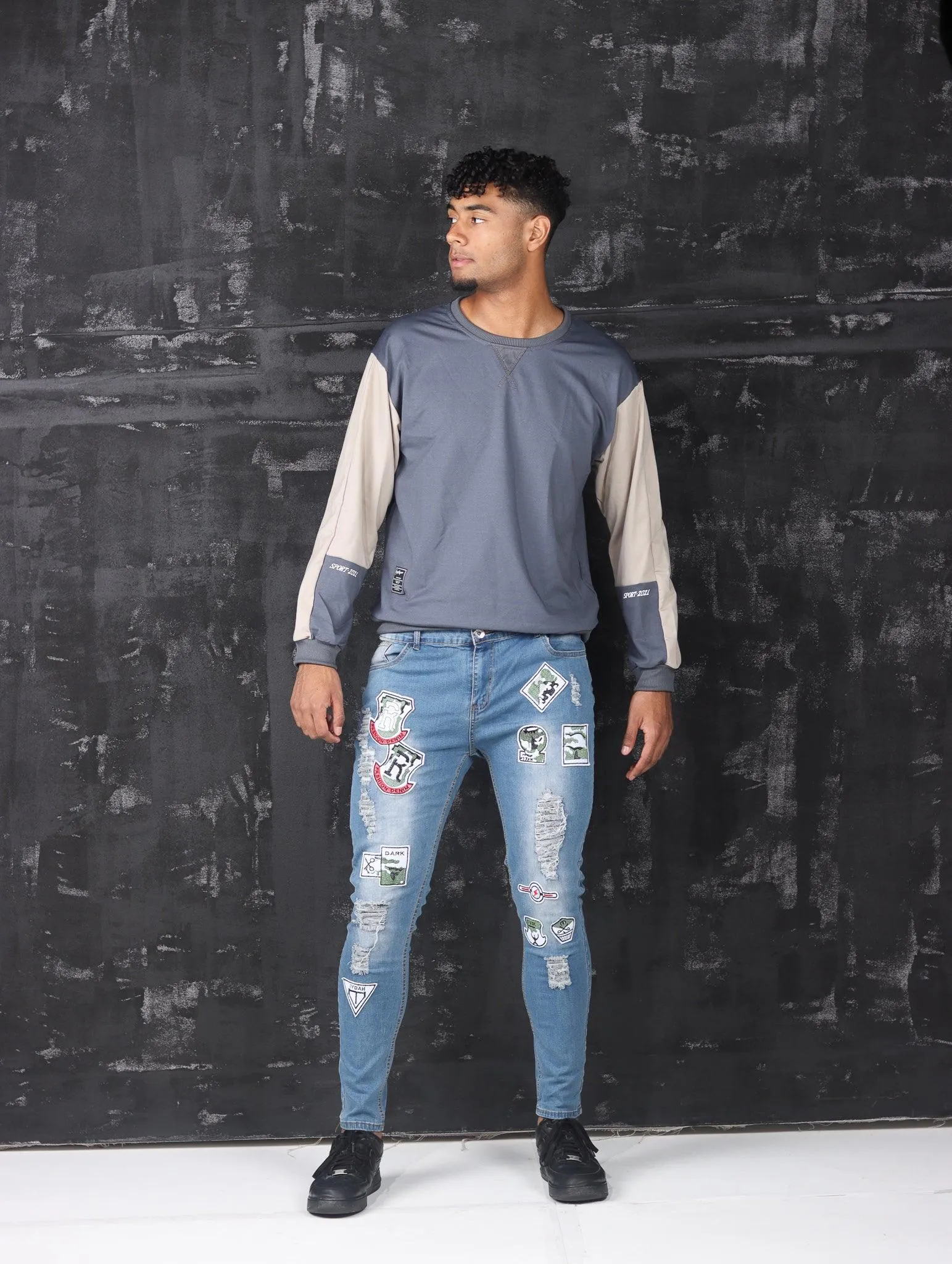 Men's Skinny Motorcycle Zip Jeans