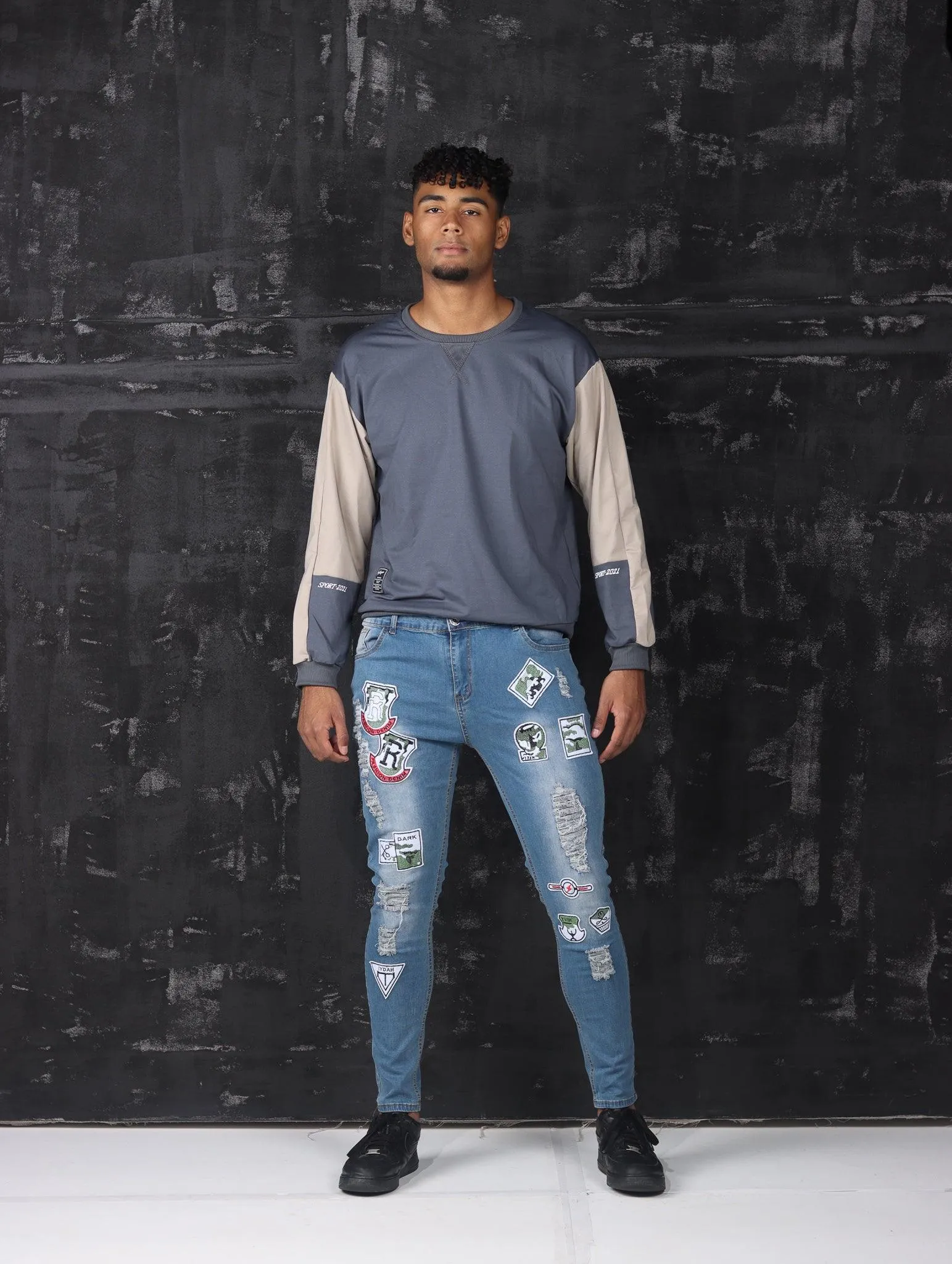 Men's Skinny Motorcycle Zip Jeans