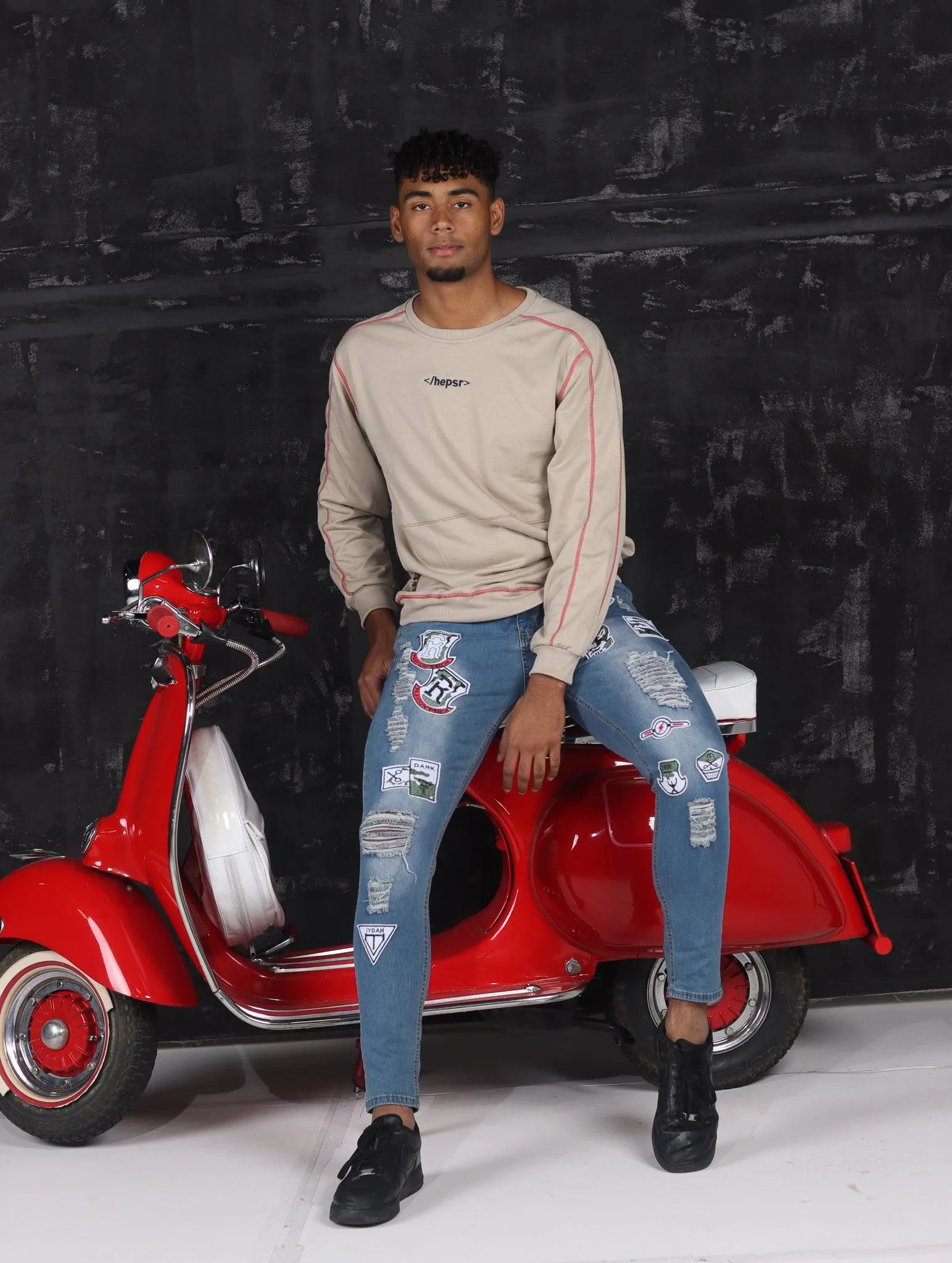 Men's Skinny Motorcycle Zip Jeans