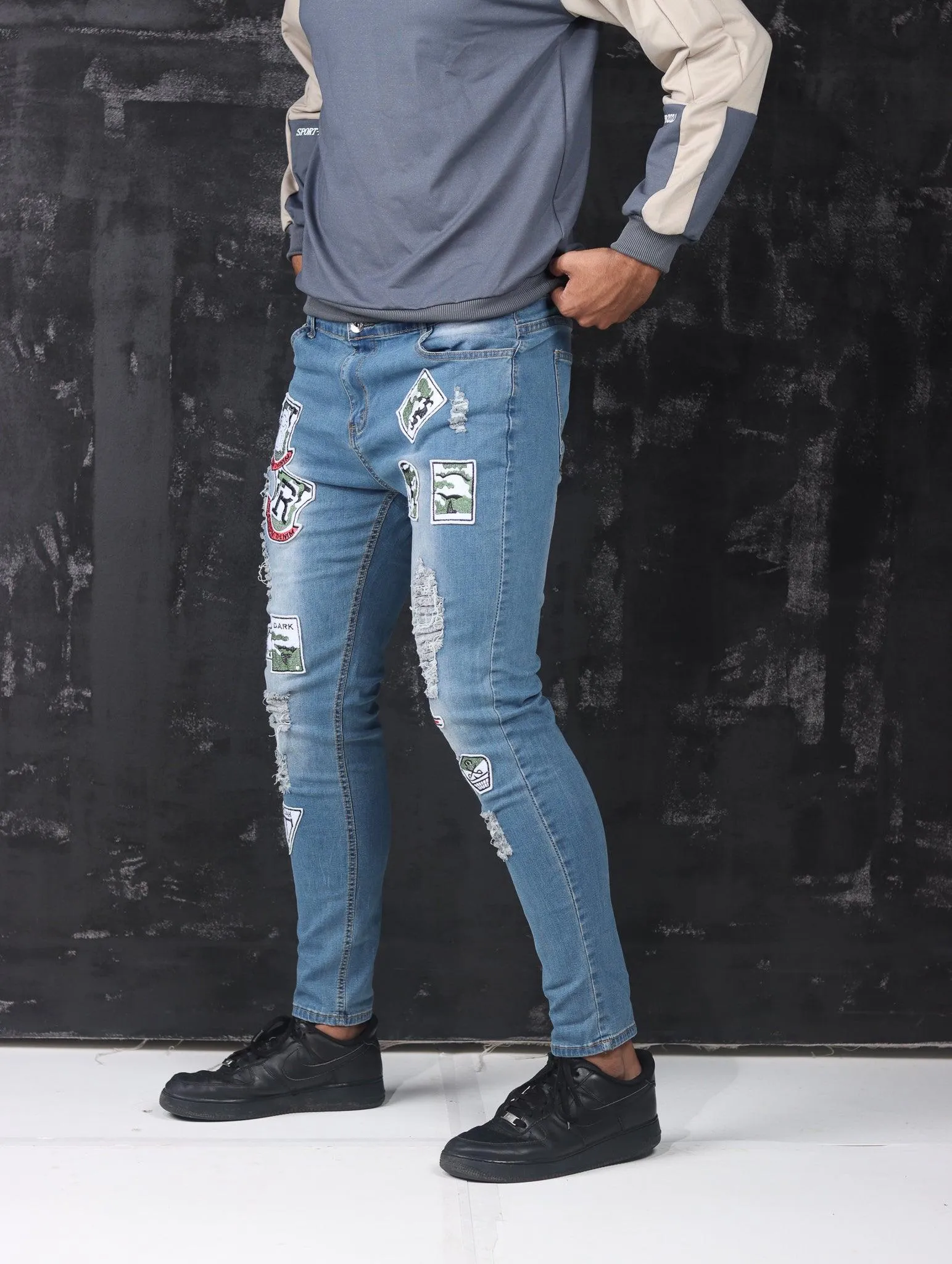 Men's Skinny Motorcycle Zip Jeans
