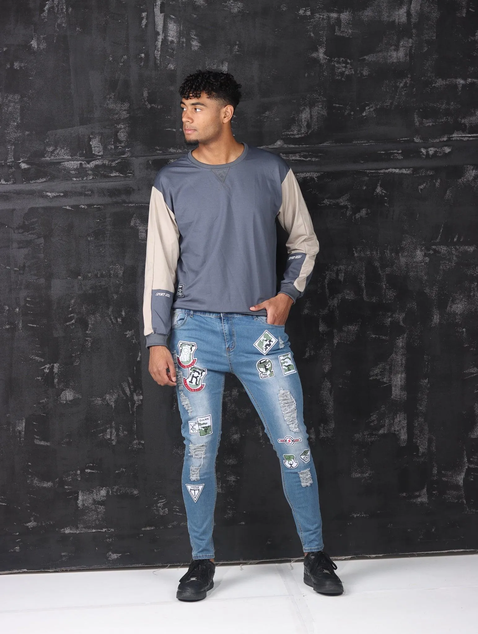 Men's Skinny Motorcycle Zip Jeans