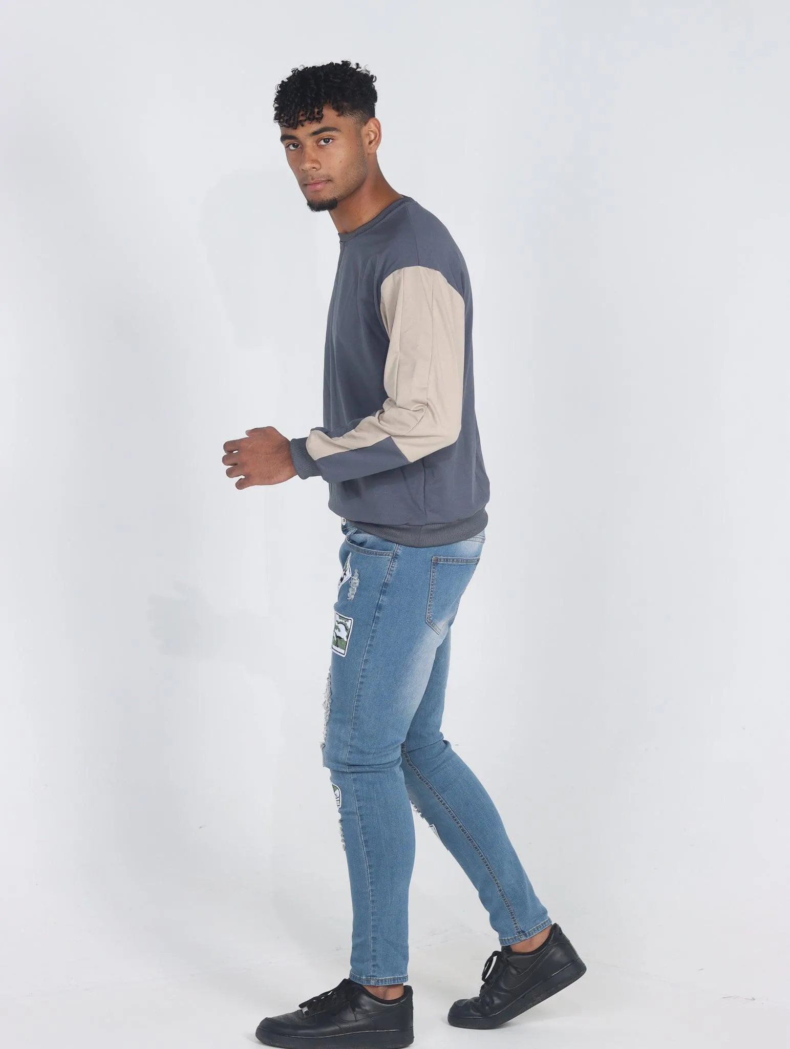 Men's Skinny Motorcycle Zip Jeans