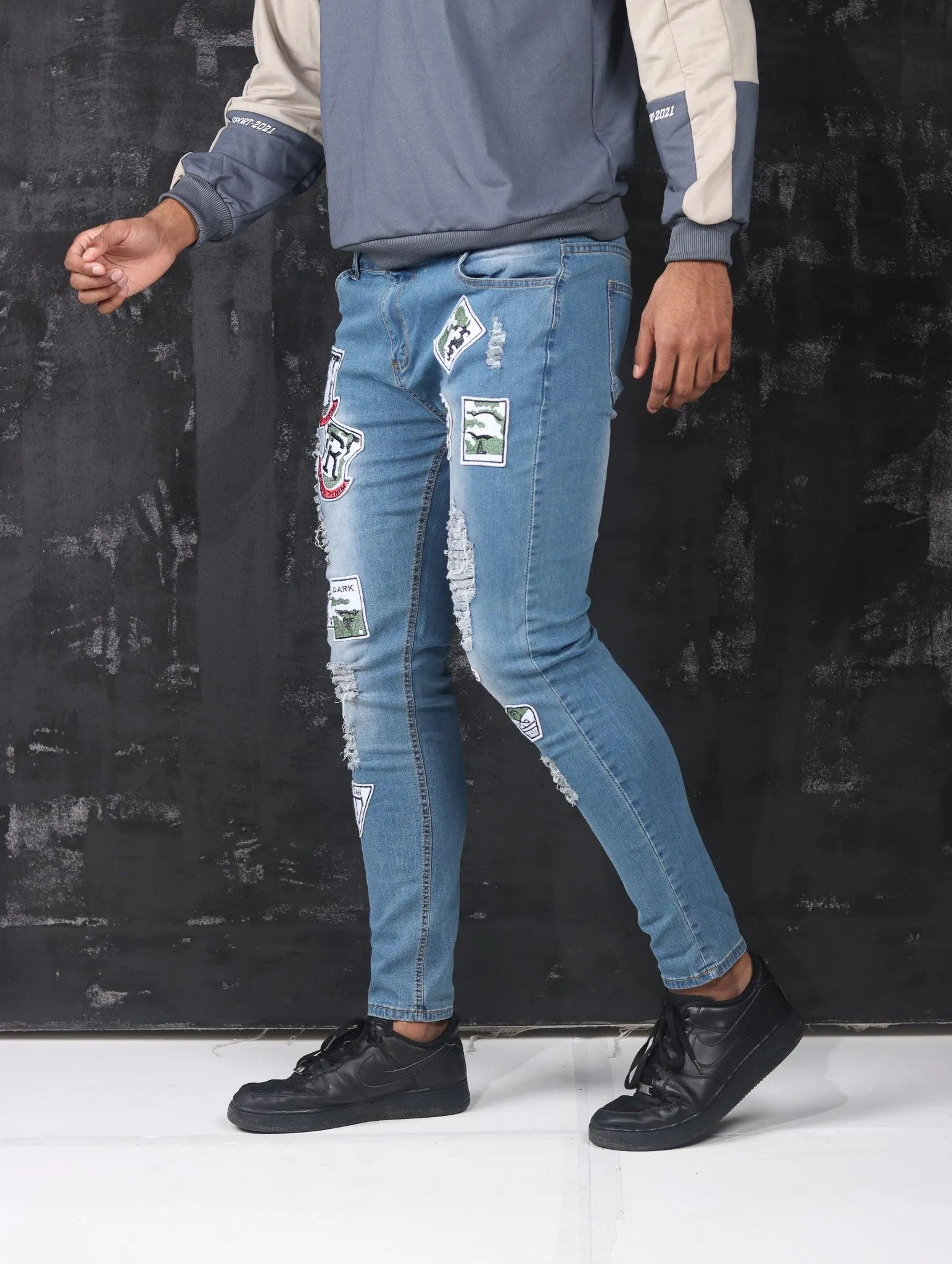 Men's Skinny Motorcycle Zip Jeans