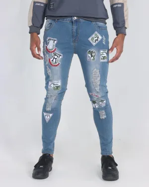 Men's Skinny Motorcycle Zip Jeans